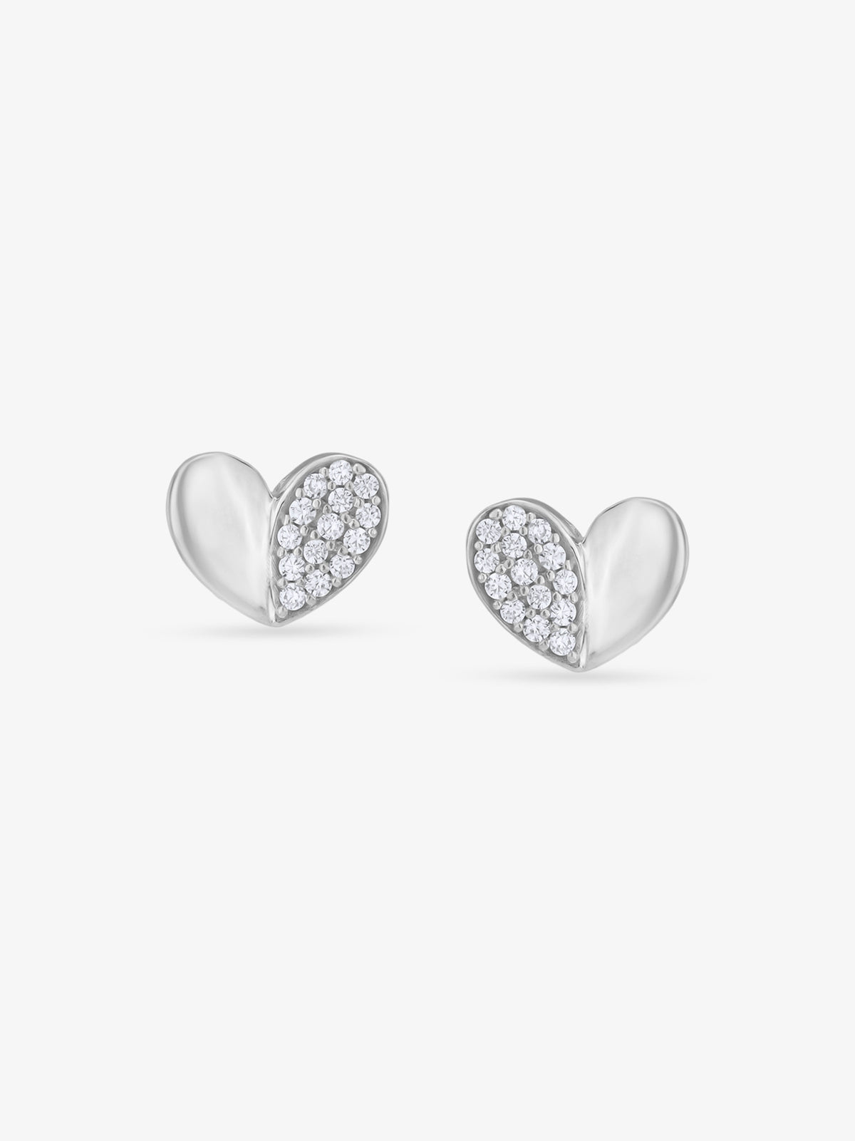 SIJA 925 Silver Duality Heart Studs sterling silver jewellery elegant heart design full front hero view accessory