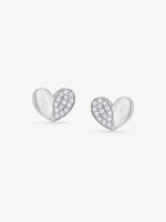 SIJA 925 Silver Duality Heart Studs sterling silver jewellery elegant heart design full front hero view accessory