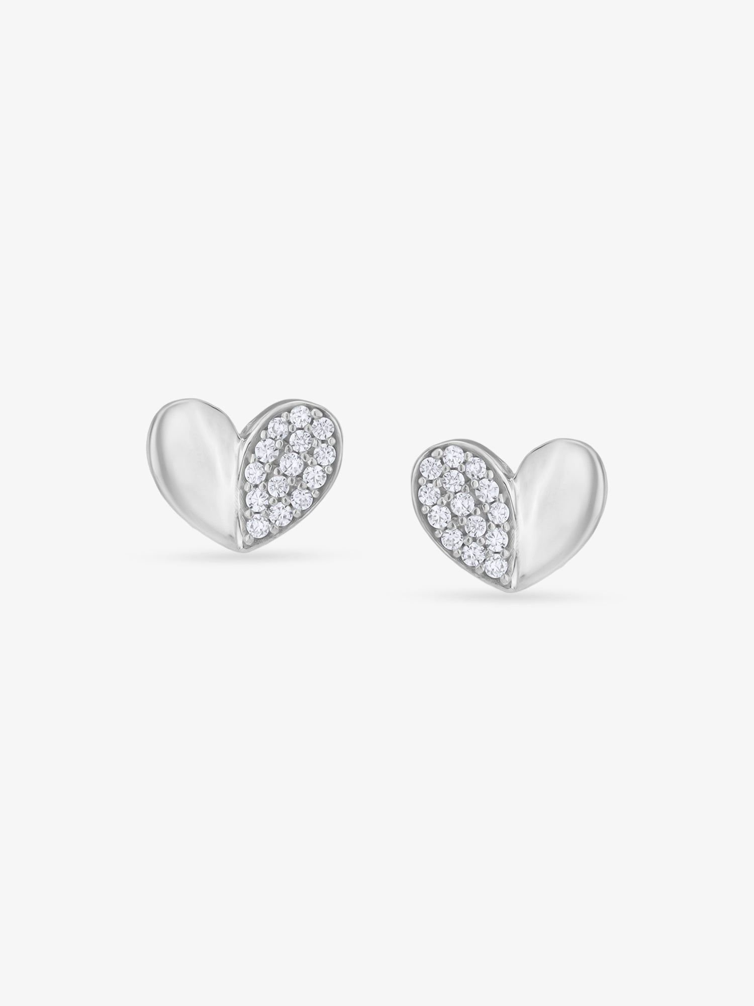 SIJA 925 Silver Duality Heart Studs sterling silver jewellery elegant heart design full front hero view accessory