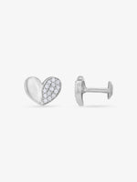 Side profile of SIJA 925 Silver Duality Heart Studs sterling silver jewellery elegant accessory durable construction polished edges