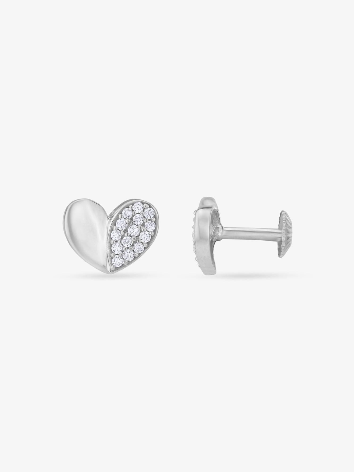 Side profile of SIJA 925 Silver Duality Heart Studs sterling silver jewellery elegant accessory durable construction polished edges