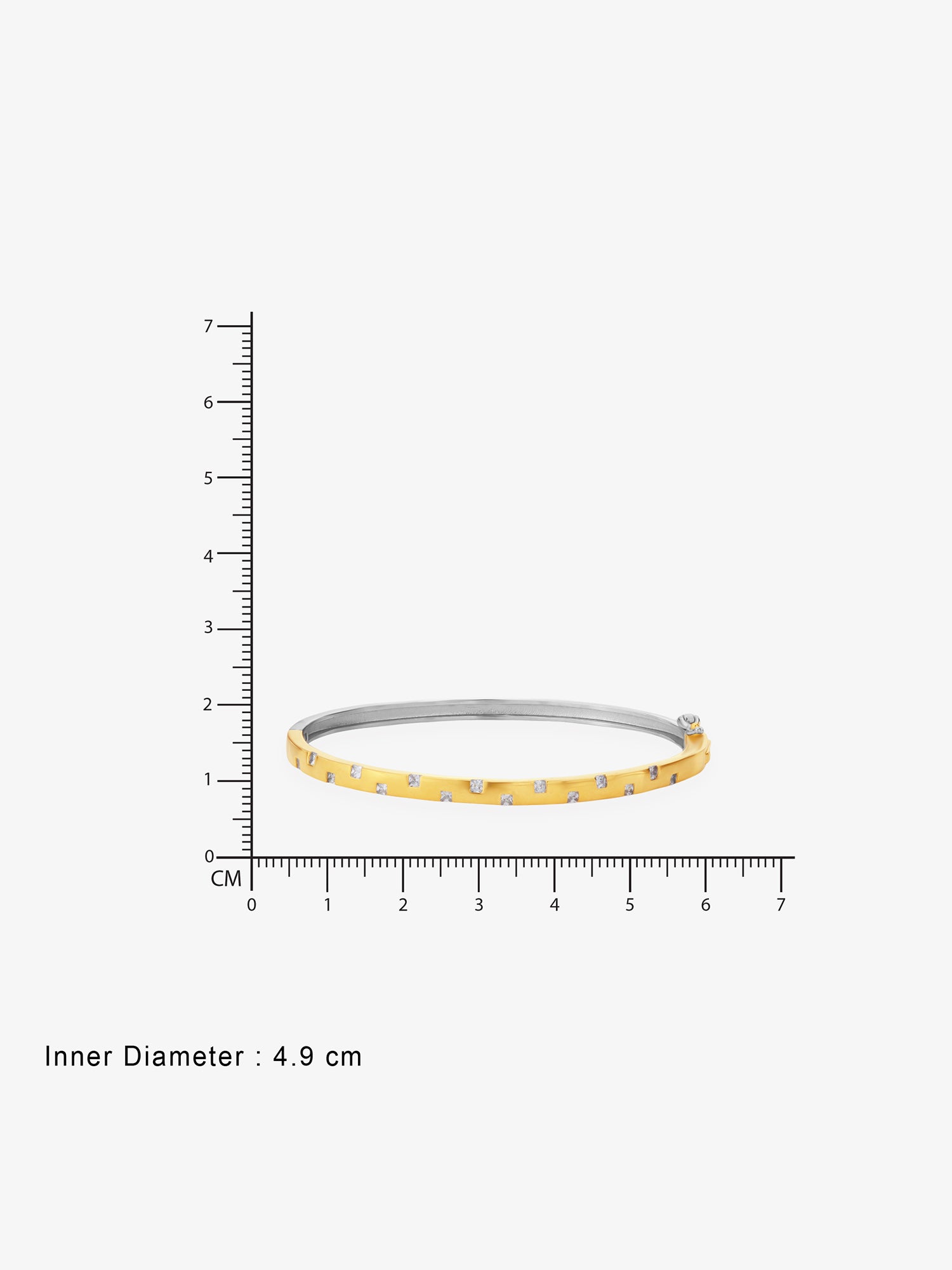 Reverse view of SIJA Dual Tone Edge Stone Cuff Bracelet showing BIS 925 hallmark certified sterling silver jewellery made in India