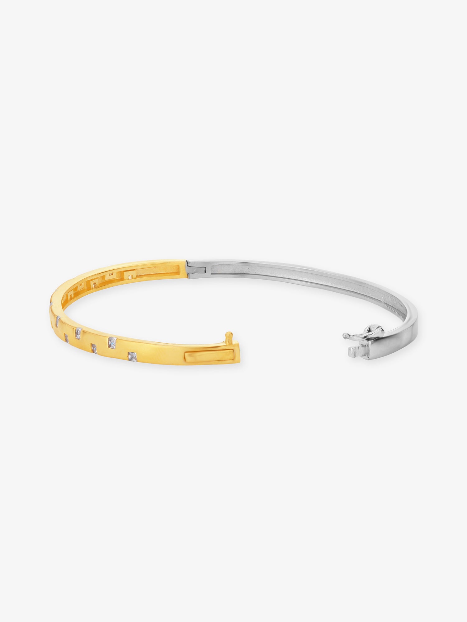 Side profile of SIJA 925 Silver Dual Tone Edge Stone Cuff Bracelet highlighting durable cuff thickness and premium silver craftsmanship