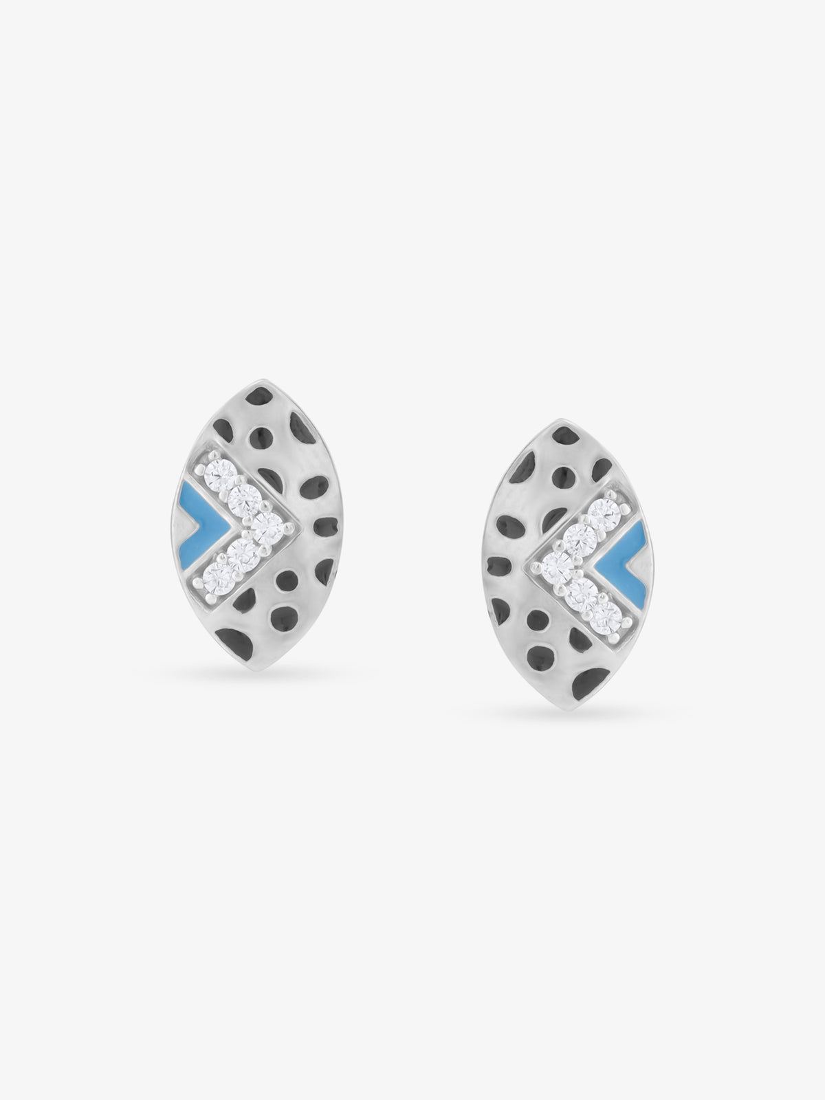 SIJA 925 Silver Ellipse V Stone Stud elegant sterling silver womens jewellery accessory front view