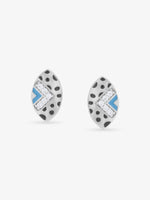 SIJA 925 Silver Ellipse V Stone Stud elegant sterling silver womens jewellery accessory front view