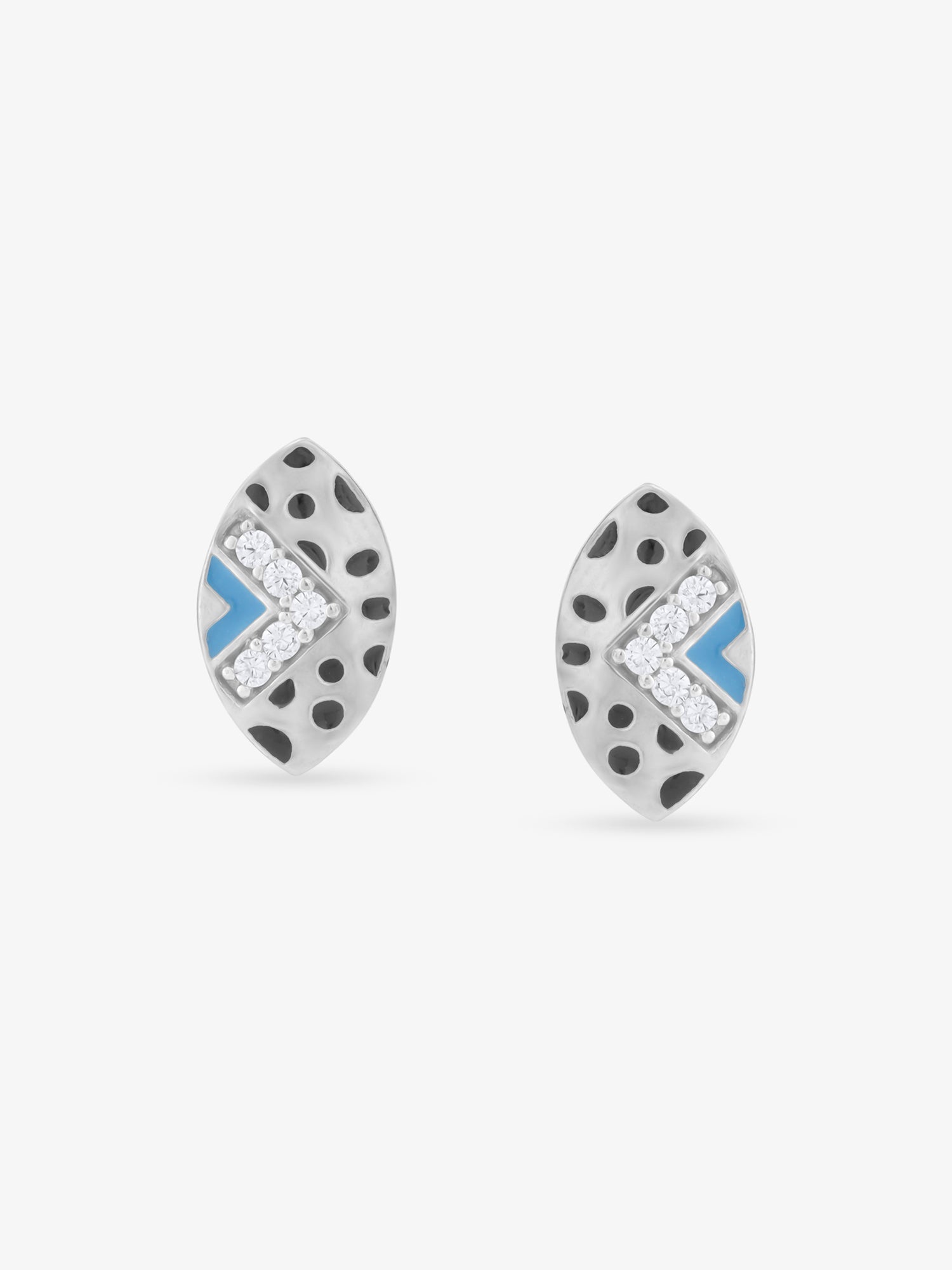 SIJA 925 Silver Ellipse V Stone Stud elegant sterling silver womens jewellery accessory front view