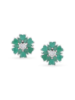 Detailed close up of SIJA Heart Blossom Mini Stud showing delicate heart blossom motif and premium silver craftsmanship