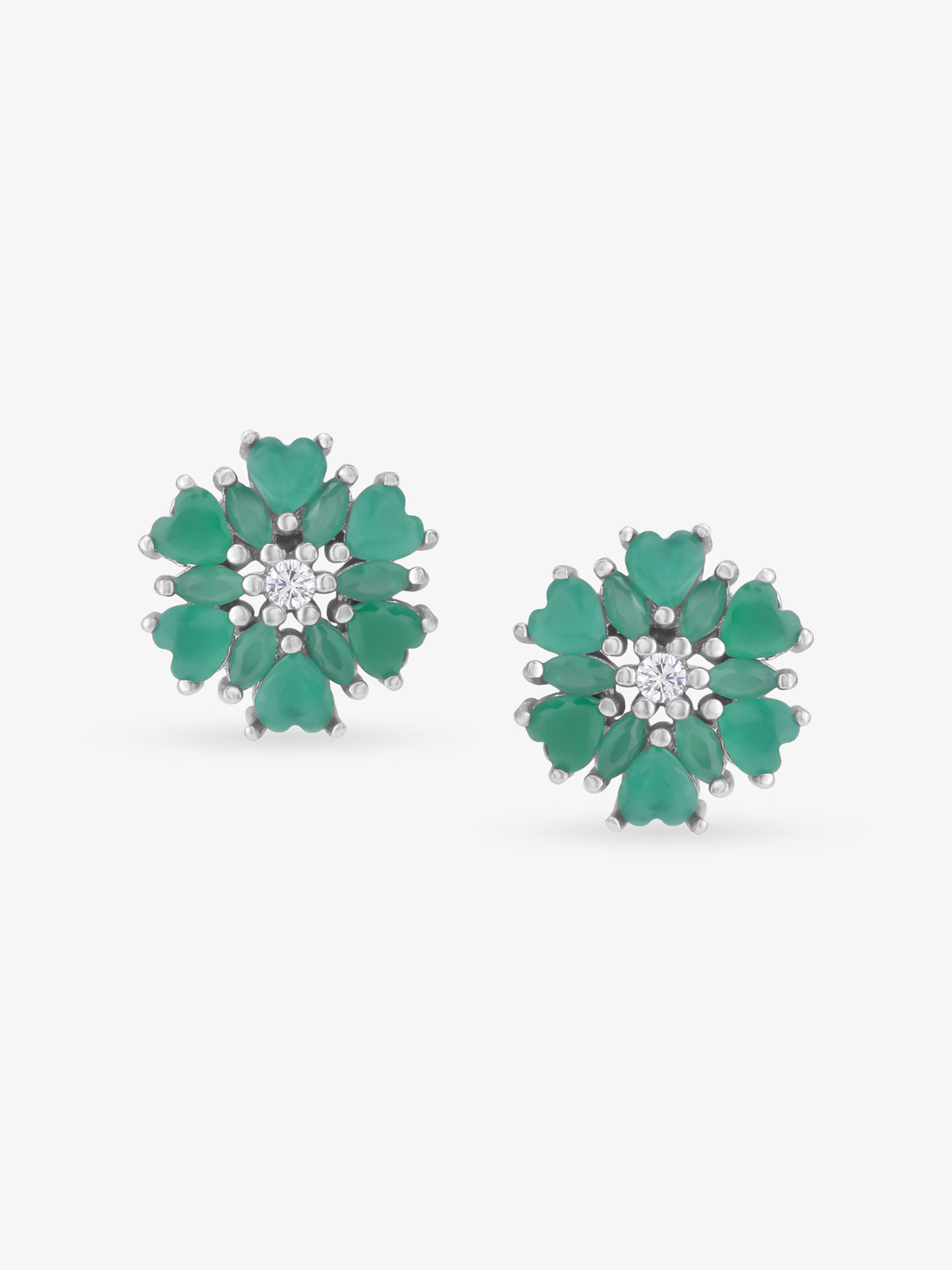 SIJA 925 Silver Heart Blossom Mini Stud elegant sterling silver womens jewellery accessory front view