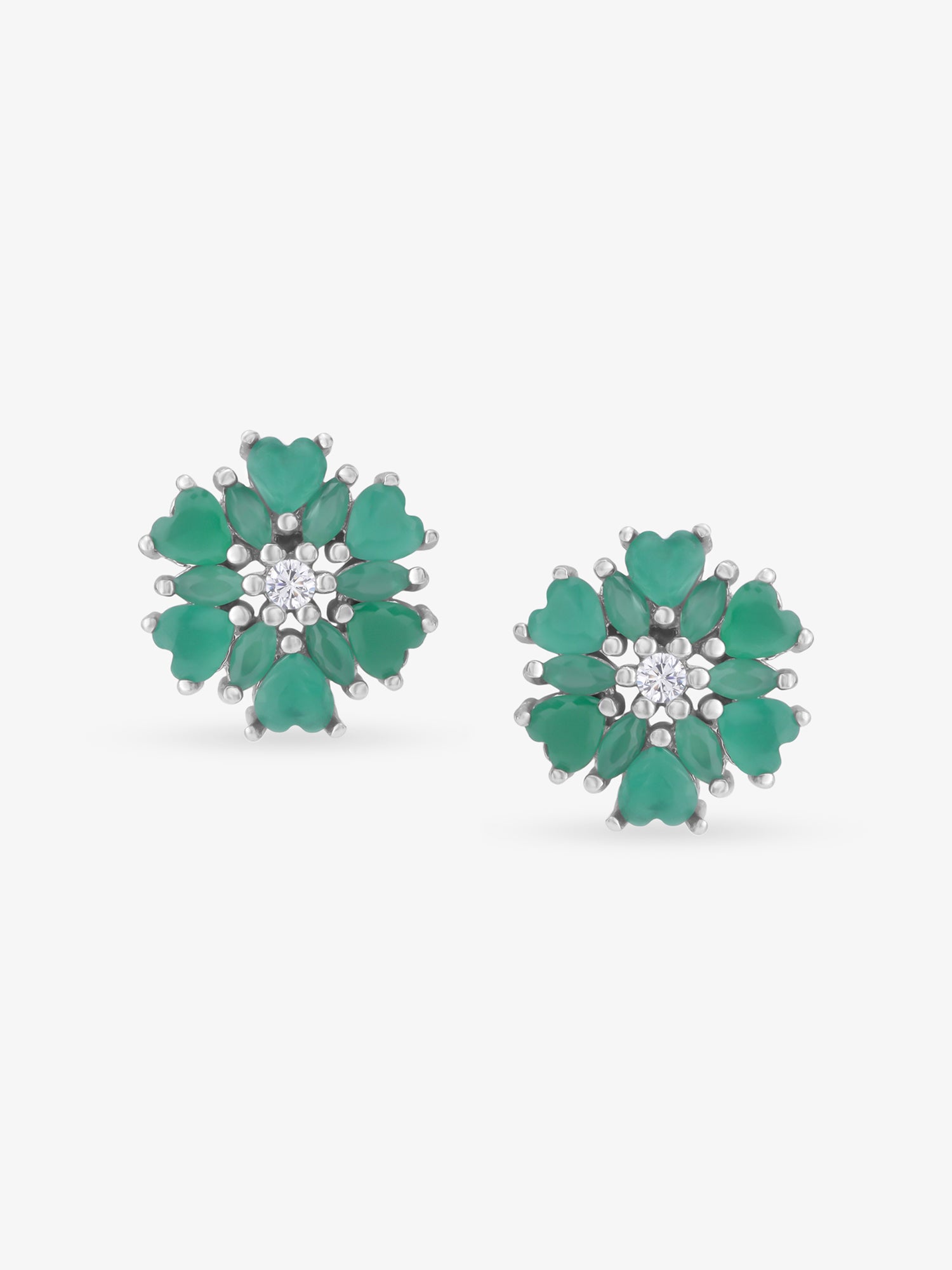 SIJA 925 Silver Heart Blossom Mini Stud elegant sterling silver womens jewellery accessory front view
