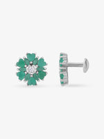 Side view of SIJA 925 Silver Heart Blossom Mini Stud highlighting sleek silver setting and blossom charm