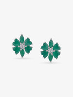 SIJA 925 Silver Emerald Heart Leaf Stud elegant sterling silver womens jewellery accessory front view