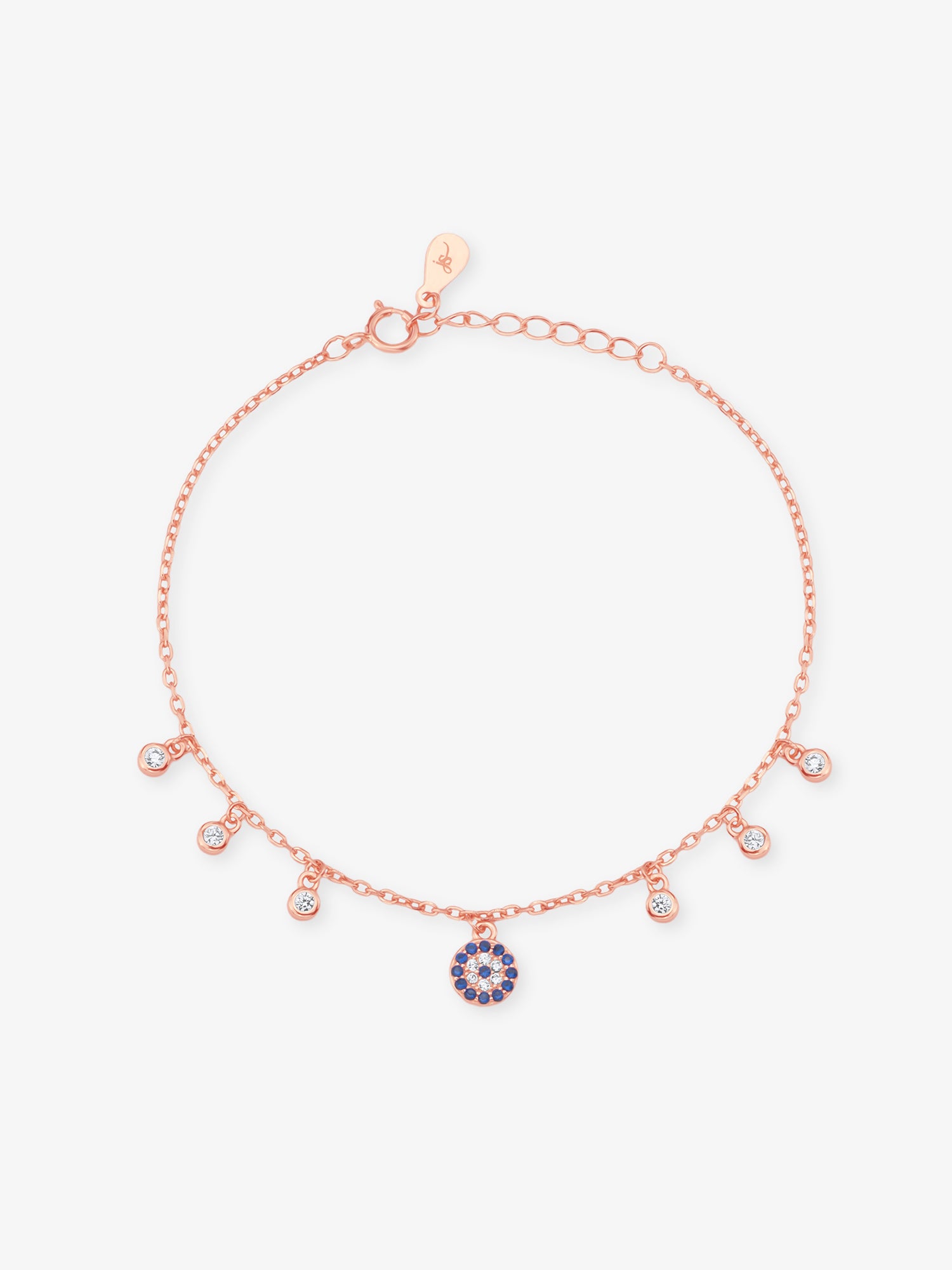 SIJA Rose Gold Enchanted Eye Chain Bracelet 925 sterling silver jewellery elegant protective design full front hero view accessory
