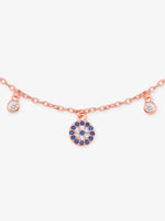Close‑up of SIJA Rose Gold Enchanted Eye Chain Bracelet showing mystical eye charm detailing handcrafted sterling silver jewellery timeless accessory