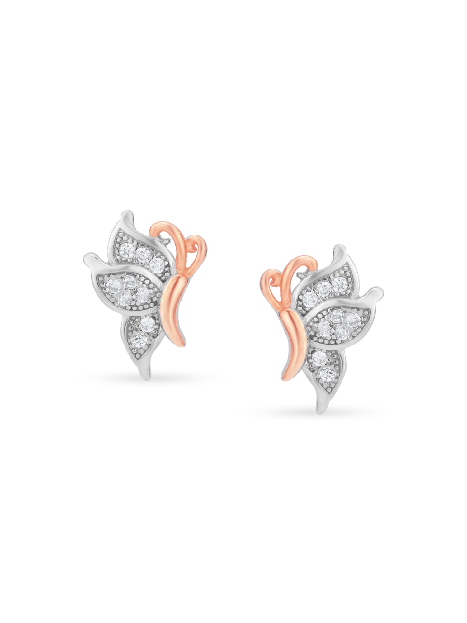 Detailed close up of SIJA Enchanted Wings Butterfly Stud showing sparkling stones and delicate butterfly wing craftsmanship