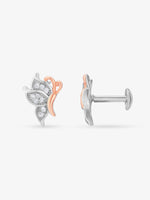 Side view of SIJA 925 Silver Enchanted Wings Butterfly Stud highlighting sleek silver setting with butterfly wing charm