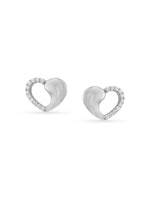 Detailed close up of SIJA Eternal Heart Stud showing sparkling stones with delicate heart motif craftsmanship