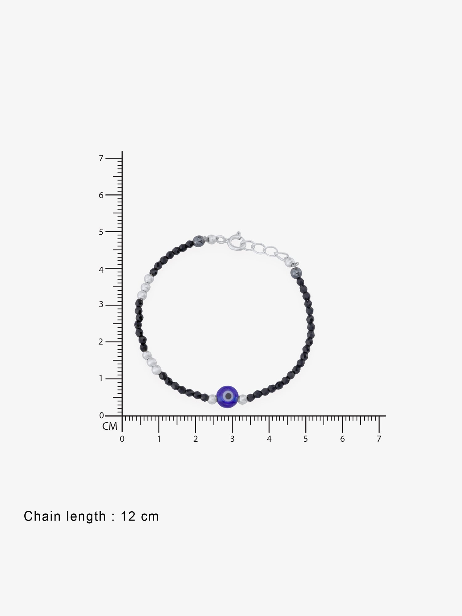 Reverse of SIJA Evil Eye & Black Beaded Kids Bracelet showing BIS 925 hallmark stamp certified sterling silver jewellery authenticity and quality assurance