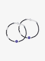 SIJA 925 Silver Evil Eye & Black Beaded Kids Bracelet sterling silver jewellery playful kids design full front hero view accessory
