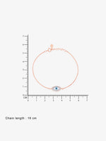 Reverse of SIJA Rose Gold Evil Eye Chain Bracelet showing BIS 925 hallmark stamp certified sterling silver jewellery authenticity and quality assurance