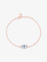 SIJA Rose Gold Evil Eye Chain Bracelet 925 sterling silver jewellery elegant protective design full front hero view accessory