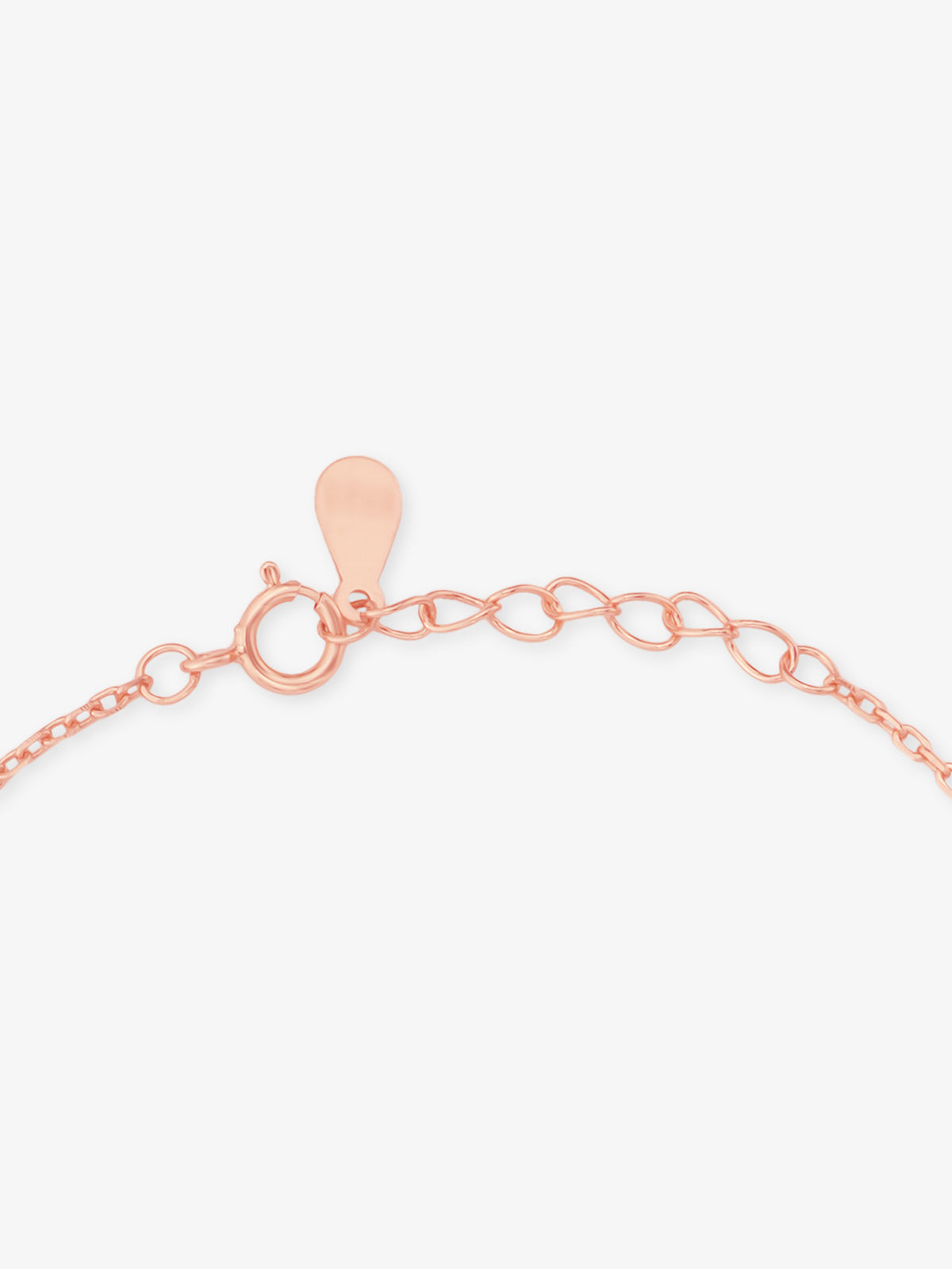 Side profile of SIJA Rose Gold Evil Eye Chain Bracelet sterling silver jewellery elegant accessory durable construction polished edges