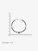 Reverse of SIJA Evil Eye & Heart Black Beaded Kids Bracelet showing BIS 925 hallmark stamp certified sterling silver jewellery authenticity and quality assurance