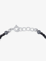 Side profile of SIJA 925 Silver Evil Eye & Heart Black Beaded Kids Bracelet sterling silver jewellery elegant accessory durable construction polished edges
