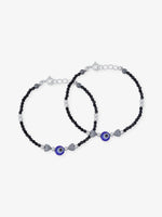 SIJA 925 Silver Evil Eye & Heart Black Beaded Kids Bracelet sterling silver jewellery playful kids design full front hero view accessory