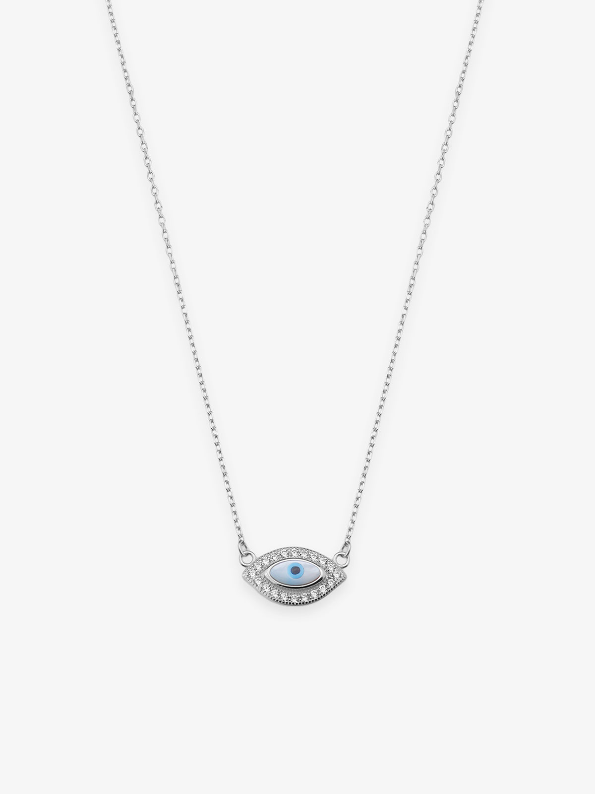SIJA 925 Silver Evil Eye Pendant with Chain elegant sterling silver jewellery accessory front view