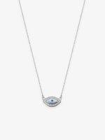 SIJA 925 Silver Evil Eye Pendant with Chain elegant sterling silver jewellery accessory front view
