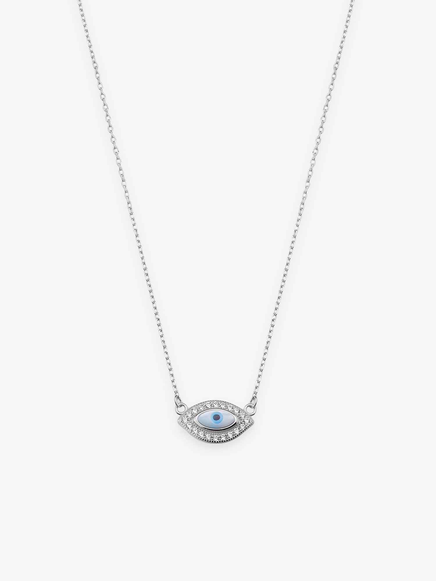 SIJA 925 Silver Evil Eye Pendant with Chain elegant sterling silver jewellery accessory front view