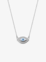 Detailed close up of SIJA 925 Silver Evil Eye Pendant with Chain showing protective eye design and handcrafted silver finish