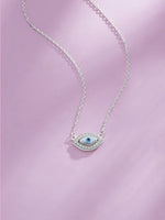 Detailed close up of SIJA 925 Silver Evil Eye Pendant with Chain showing protective eye design and handcrafted silver finish