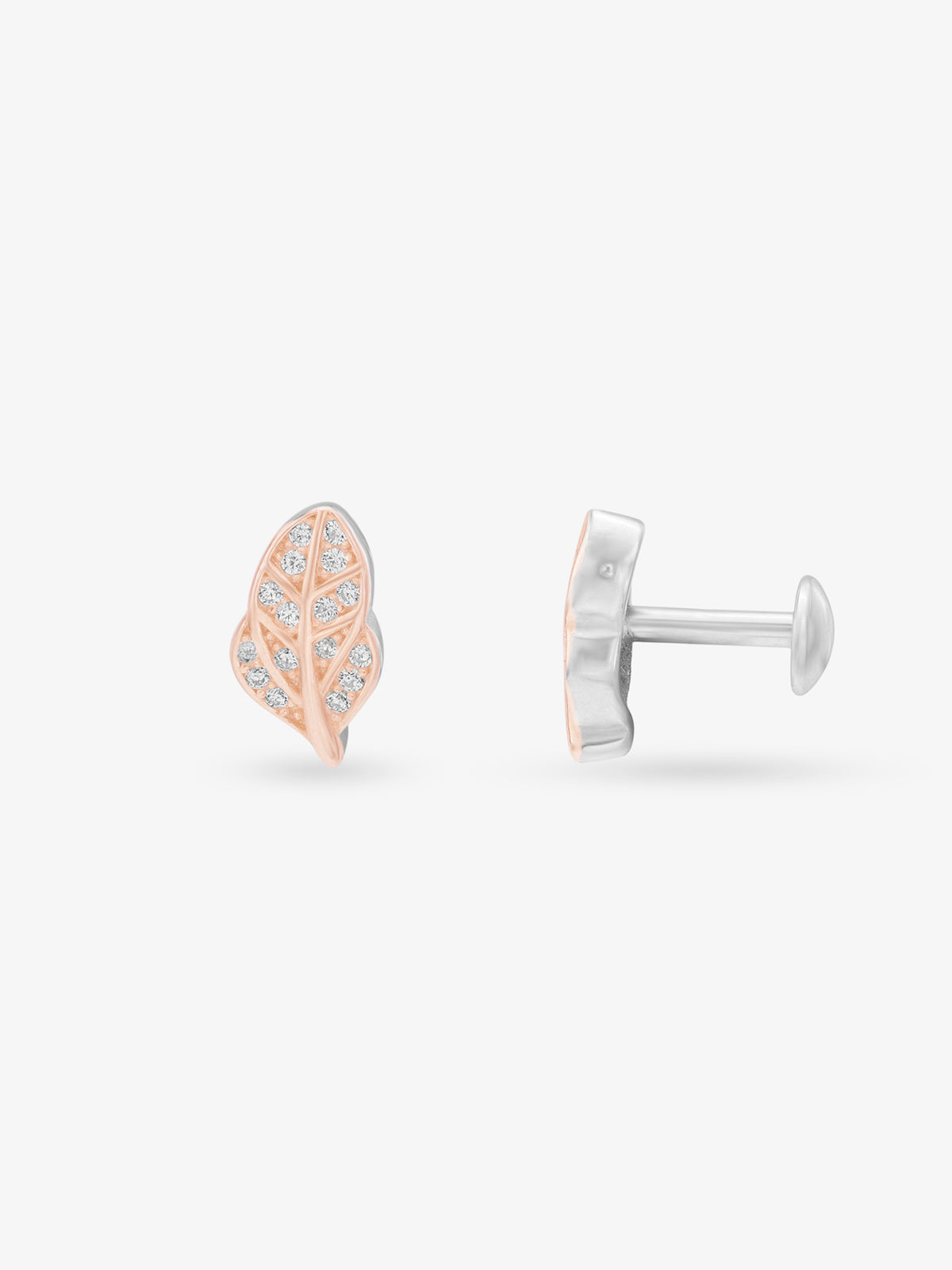 Side profile of SIJA 925 Silver Fairy Leaves Stud highlighting durable sterling silver craftsmanship and whimsical leaf motif