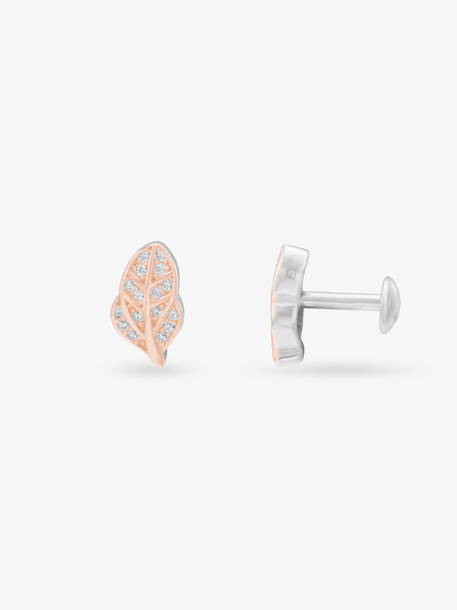 Side profile of SIJA 925 Silver Fairy Leaves Stud highlighting durable sterling silver craftsmanship and whimsical leaf motif