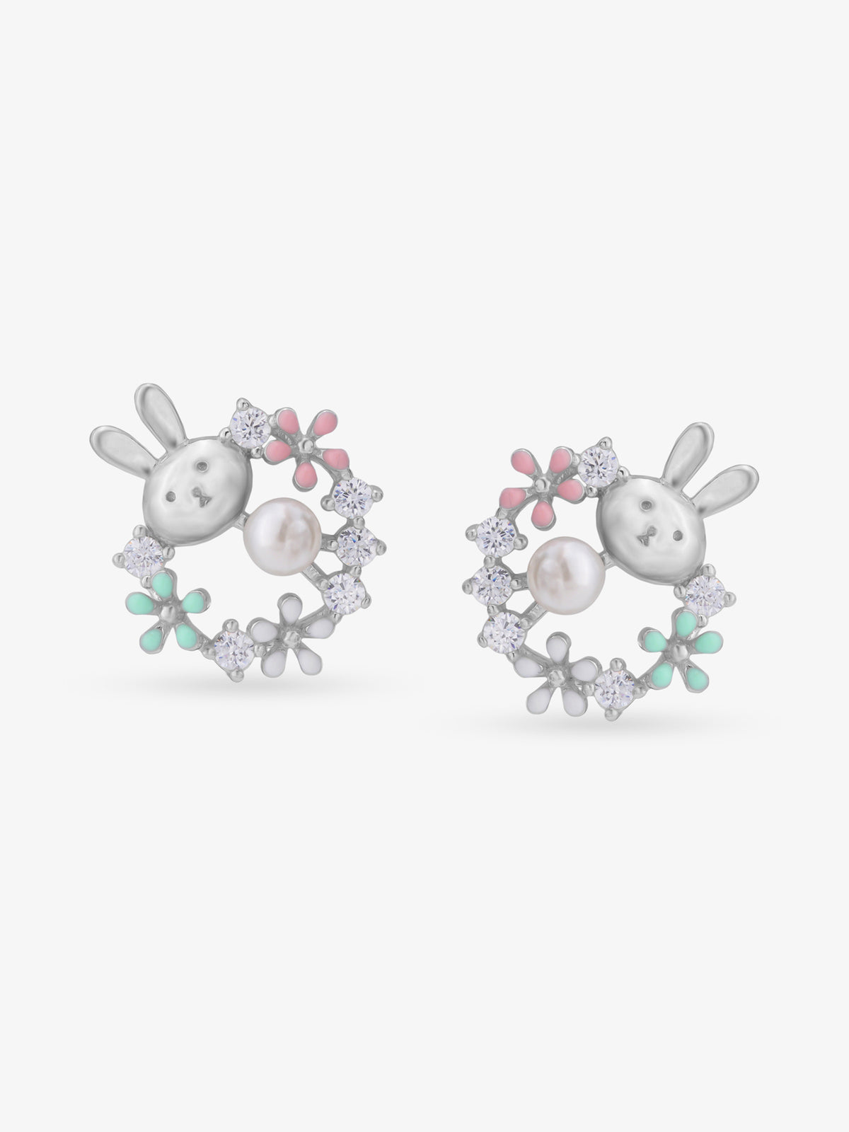 SIJA 925 Silver Floral Bunny Stud elegant sterling silver womens jewellery accessory front view