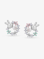 SIJA 925 Silver Floral Bunny Stud elegant sterling silver womens jewellery accessory front view