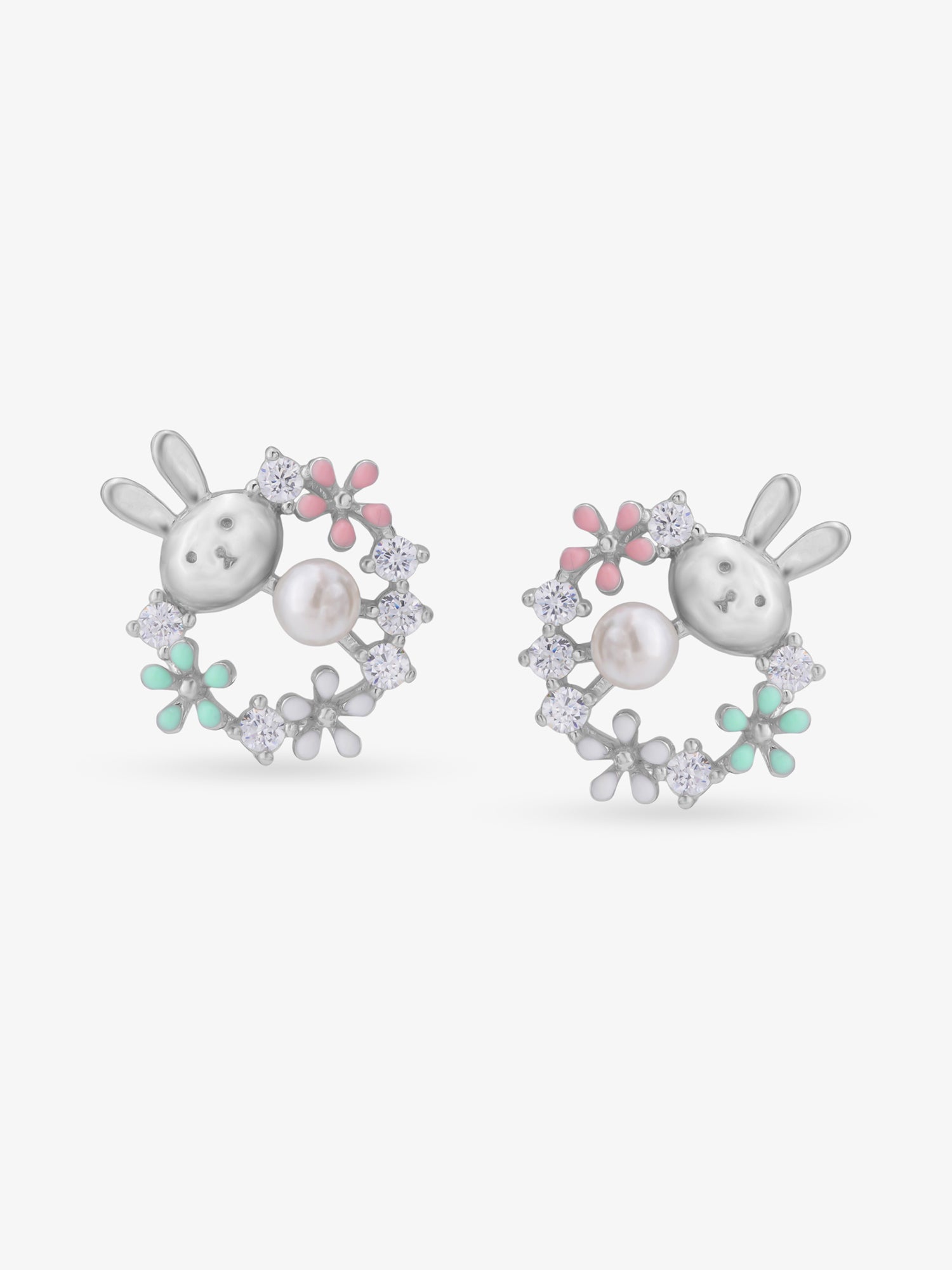 SIJA 925 Silver Floral Bunny Stud elegant sterling silver womens jewellery accessory front view