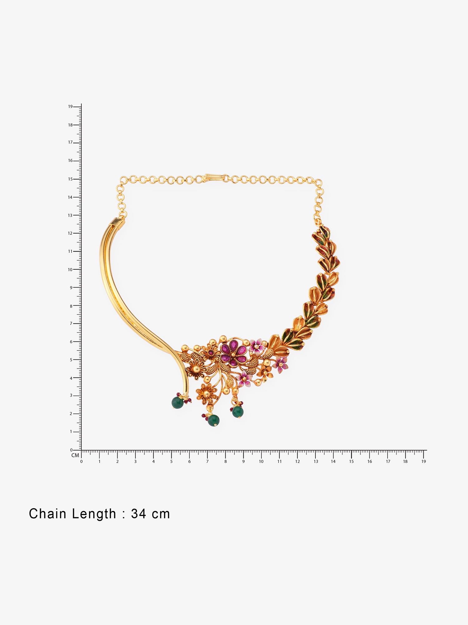 Reverse of SIJA Floral Haslin Necklace showing BIS 925 hallmark stamp certified sterling silver jewellery made in India