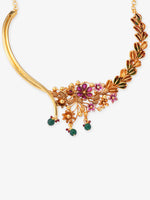 Close‑up of SIJA 925 silver Floral Haslin Necklace showing intricate floral motif detailing and handcrafted gold plated design
