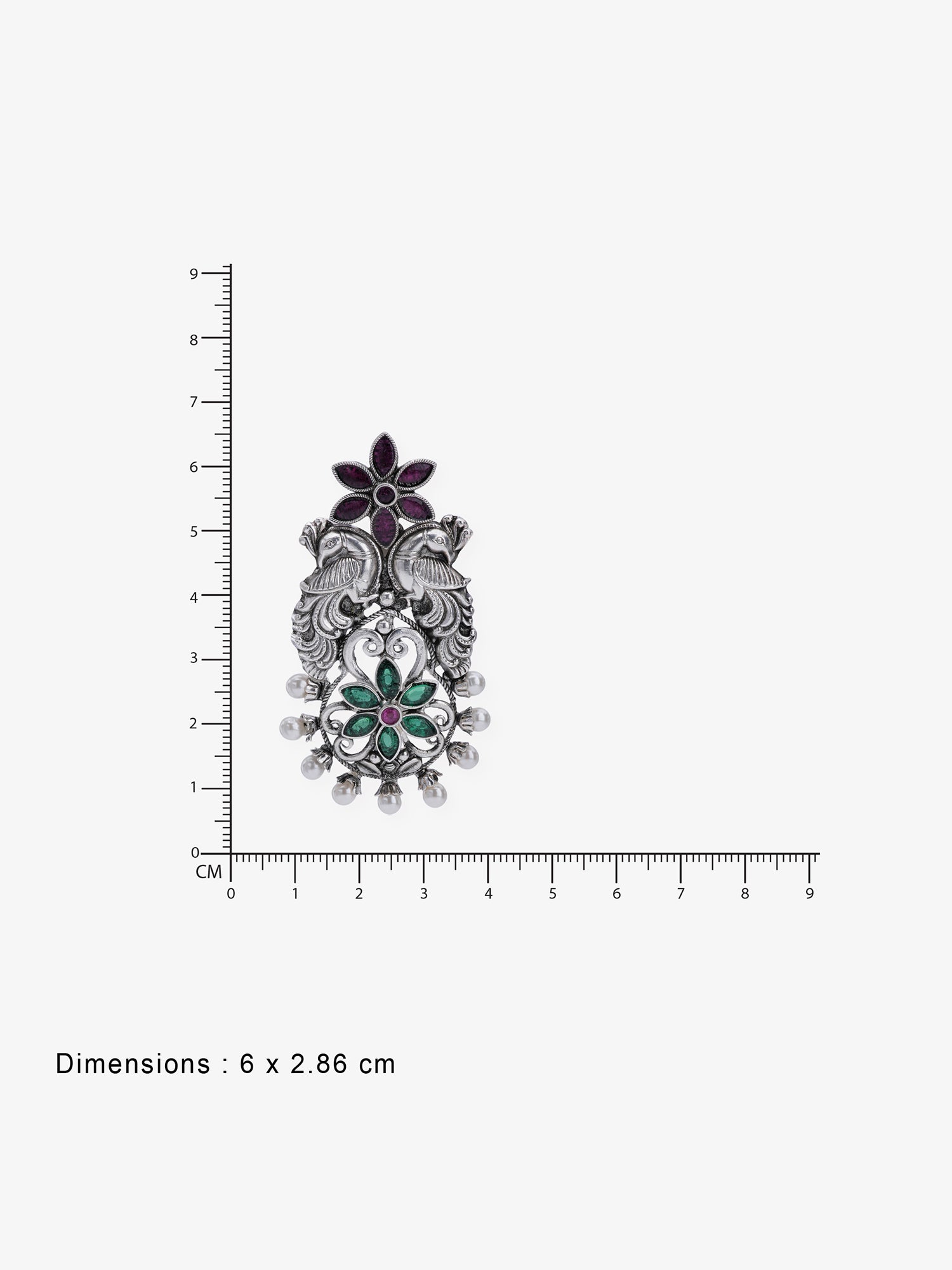 Reverse of SIJA Floral Peacock Earrings showing BIS 925 hallmark stamp certified sterling silver jewellery made in India
