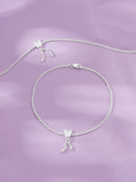Close‑up of SIJA 925 Silver Flower Dreams Anklet showing intricate floral detailing handcrafted sterling silver jewellery timeless accessory