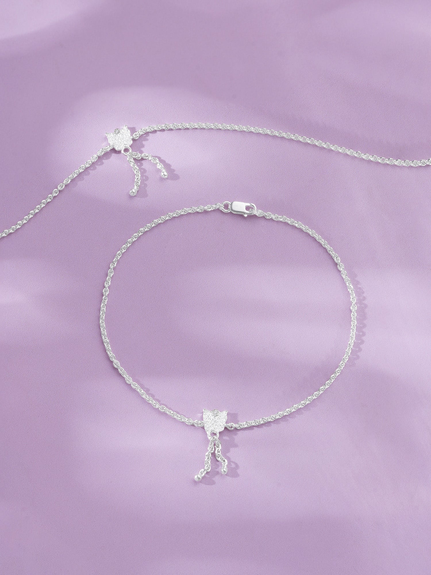 Close‑up of SIJA 925 Silver Flower Dreams Anklet showing intricate floral detailing handcrafted sterling silver jewellery timeless accessory