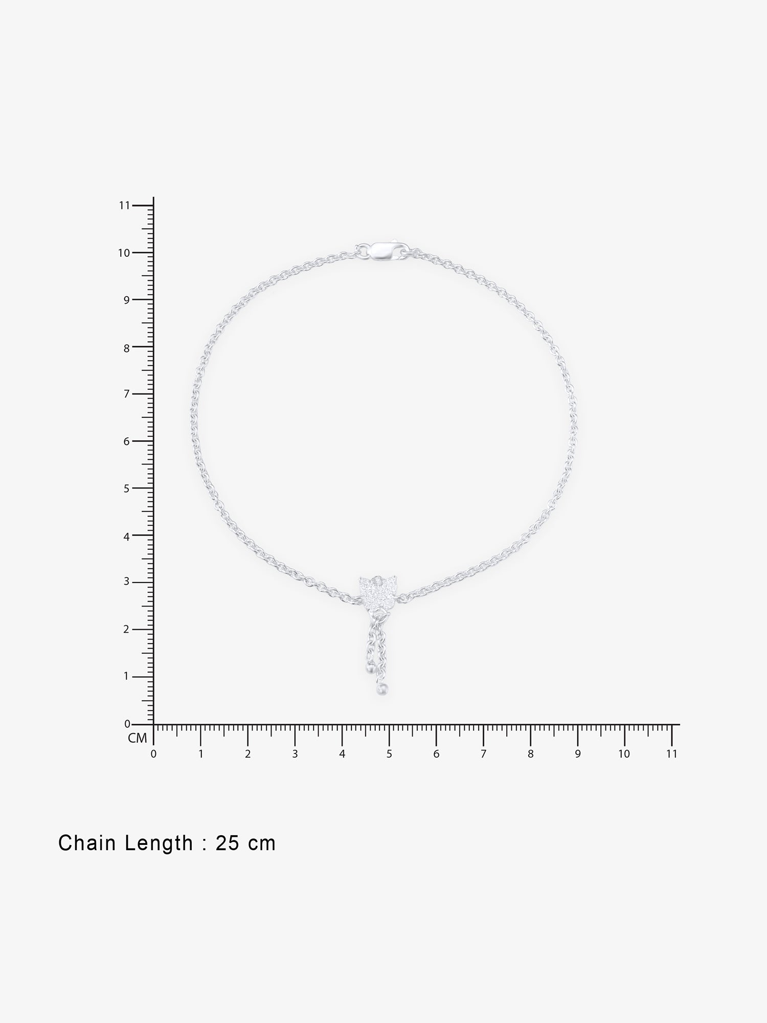 Reverse of SIJA Flower Dreams Anklet showing BIS 925 hallmark stamp certified sterling silver jewellery authenticity and quality assurance