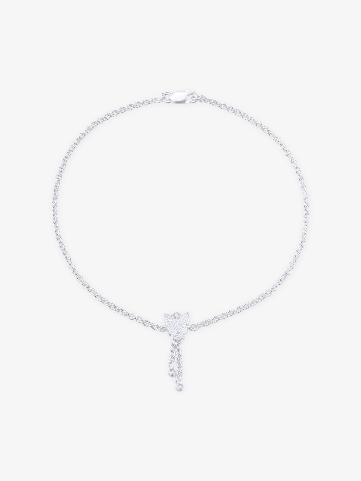 SIJA 925 Silver Flower Dreams Anklet sterling silver jewellery elegant floral design full front hero view accessory