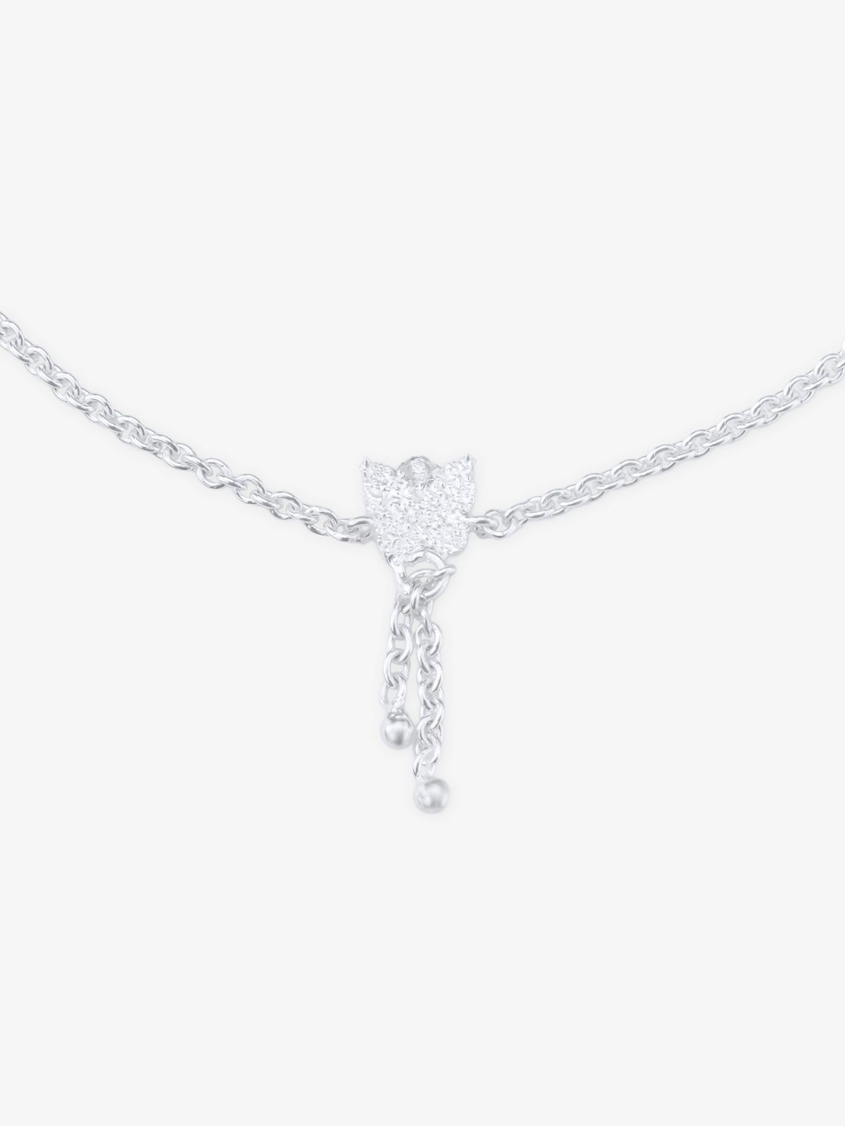 Close‑up of SIJA 925 Silver Flower Dreams Anklet showing intricate floral detailing handcrafted sterling silver jewellery timeless accessory