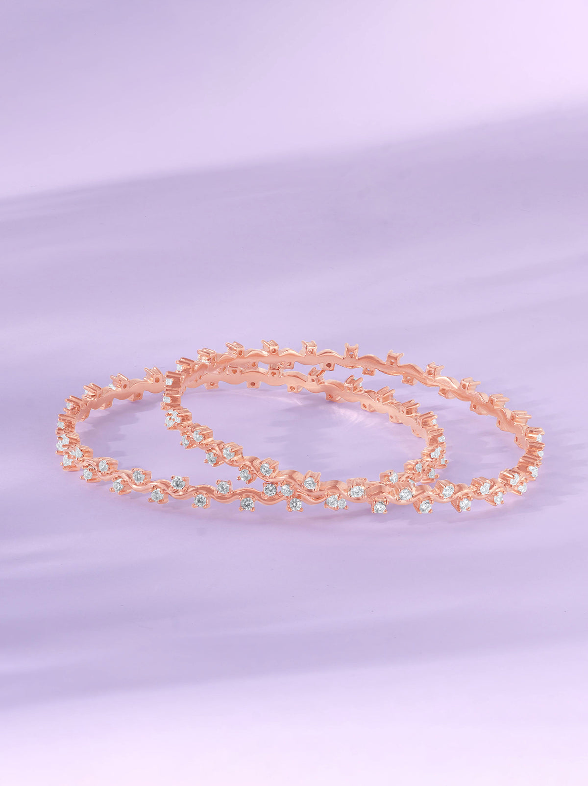 Detailed close up of SIJA 925 Silver Freq Edge Stoned Bangles Set highlighting sparkling stone craftsmanship