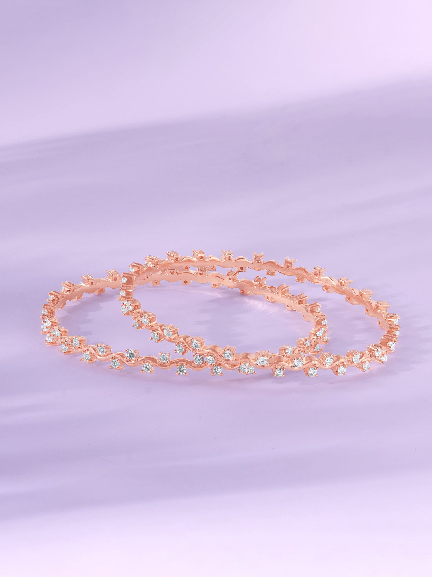 Detailed close up of SIJA 925 Silver Freq Edge Stoned Bangles Set highlighting sparkling stone craftsmanship