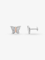 Side profile of SIJA 925 Silver Glimmer Butterfly Stud highlighting durable sterling silver craftsmanship and whimsical design