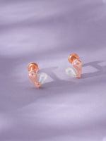 Detailed close up of SIJA 925 Silver Glow Pearl Heart Stud showing luminous pearl set in delicate heart motif
